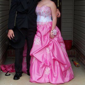 Christian Michele Pink and White Prom Gown Size 14 Women's EUC